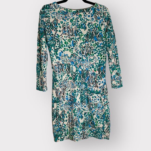 Lilly Pulitzer Size S Green Blue Sea Oat Escapades Corine Pima Cotton Mini Dress - Picture 7 of 8